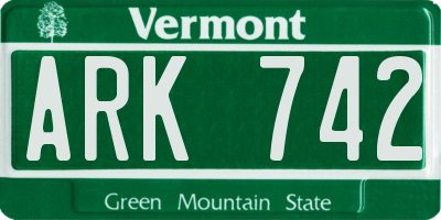 VT license plate ARK742