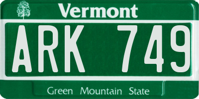 VT license plate ARK749