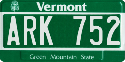 VT license plate ARK752