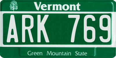 VT license plate ARK769