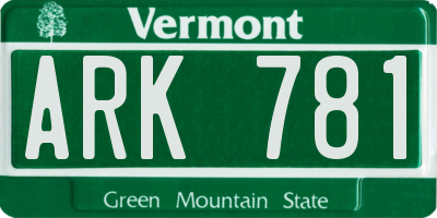 VT license plate ARK781