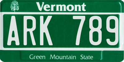 VT license plate ARK789