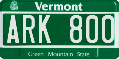 VT license plate ARK800