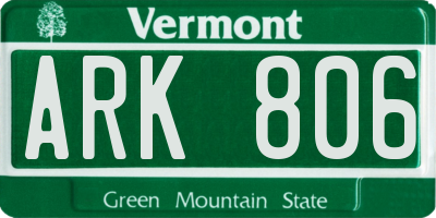 VT license plate ARK806