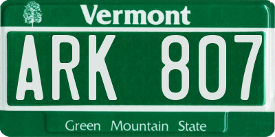 VT license plate ARK807