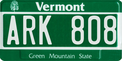 VT license plate ARK808