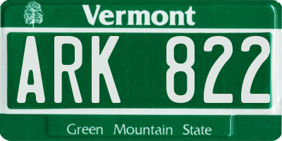 VT license plate ARK822