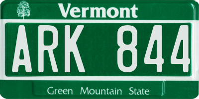 VT license plate ARK844