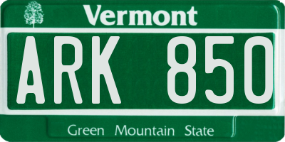VT license plate ARK850