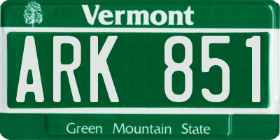 VT license plate ARK851