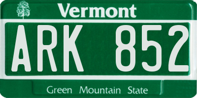 VT license plate ARK852