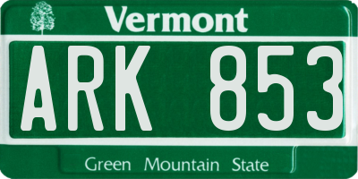VT license plate ARK853