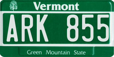 VT license plate ARK855