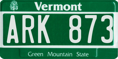 VT license plate ARK873