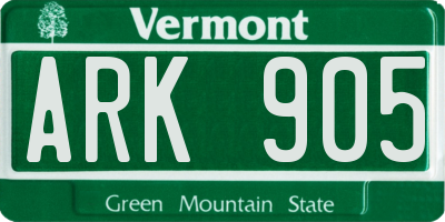VT license plate ARK905