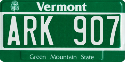VT license plate ARK907