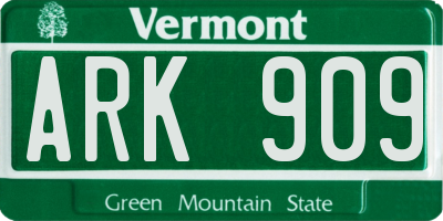 VT license plate ARK909