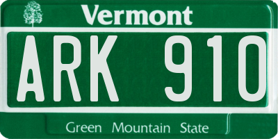 VT license plate ARK910