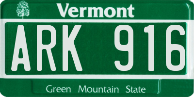 VT license plate ARK916