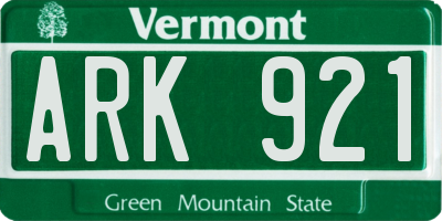 VT license plate ARK921