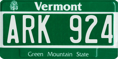 VT license plate ARK924
