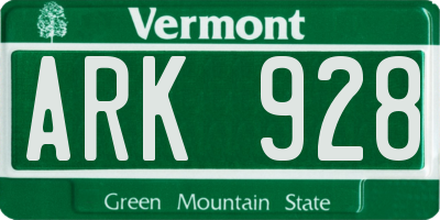 VT license plate ARK928