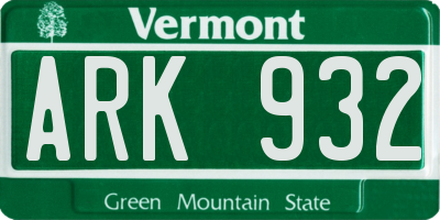 VT license plate ARK932