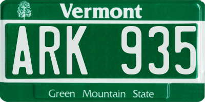 VT license plate ARK935