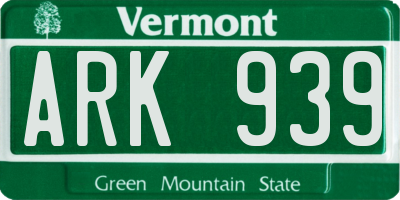 VT license plate ARK939