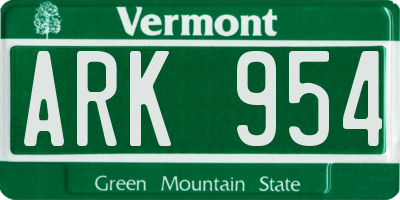 VT license plate ARK954