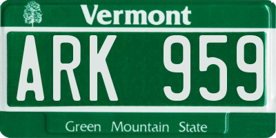VT license plate ARK959