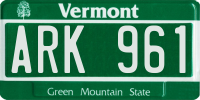 VT license plate ARK961