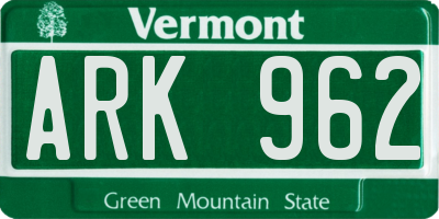 VT license plate ARK962