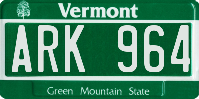 VT license plate ARK964