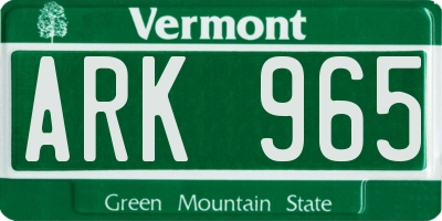 VT license plate ARK965