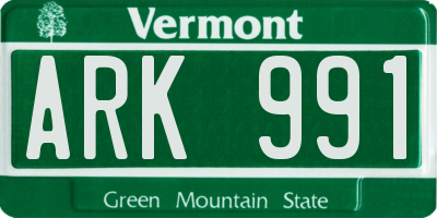 VT license plate ARK991