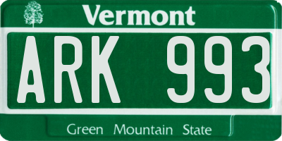 VT license plate ARK993