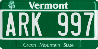 VT license plate ARK997
