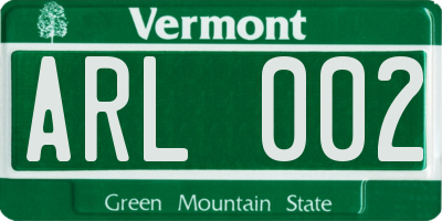 VT license plate ARL002