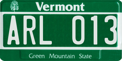 VT license plate ARL013