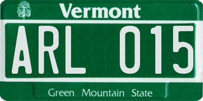 VT license plate ARL015