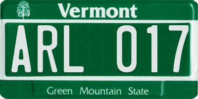 VT license plate ARL017