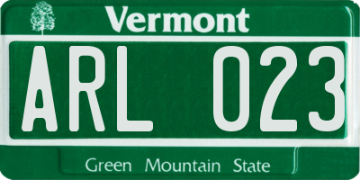 VT license plate ARL023