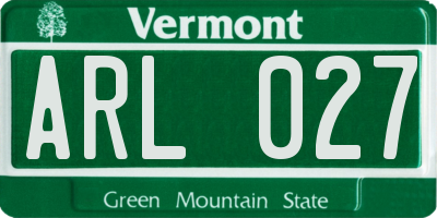 VT license plate ARL027