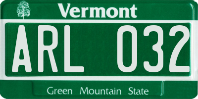 VT license plate ARL032