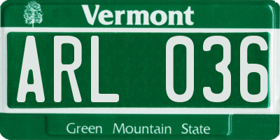 VT license plate ARL036