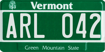 VT license plate ARL042