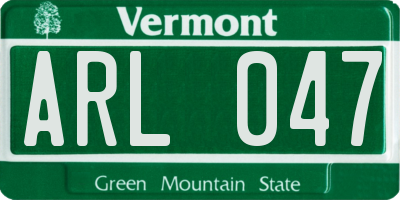 VT license plate ARL047