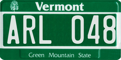 VT license plate ARL048