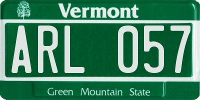 VT license plate ARL057